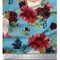 thumbnail image 1 of Soimoi Blue Rayon Fabric Leaves & Peony Floral Printed Craft Fabric by the Yard 56 Inch Wide, 1 of 3