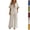 19# White, variant on Women's Linen 2 Piece Set Striped Trim V Neck Short Sleeve Top and Loose Wide Leg Pants Casual Summer Loungewear Outfit Blue S
