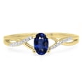 thumbnail image 2 of Dazzlingrock Collection 10K 6X4 MM Blue Sapphire & White Diamond Bridal Swirl Engagement Promise Ring, Yellow Gold, Size 9.5, 2 of 4