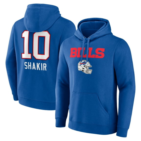 Men's Khalil Shakir Royal Buffalo Bills Team Wordmark Name & Number Pullover Hoodie