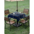 thumbnail image 5 of Square Outdoor Tablecloth with Umbrella Hole Luxury Navy Blue Outside Table Cloth Waterproof Patio Table Cover Golden Contemporary Abstract Zipper Tablecloths for Picnic Party Camping 60x60 Inch, 5 of 8