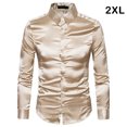 thumbnail image 2 of Sonducket Camisa transpirable para hombre Satén con mangas largas - Trabajo Boda o hogar Camisa para hombre Manga larga formal Caqui grande 2XL Type3 NO3, 2 of 6