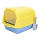 thumbnail image 4 of Caja de arena para gatos con capucha, inodoro completamente cerrado, suministros para mascotas, caja de arena extraíble Amarillo y azul, 4 of 8
