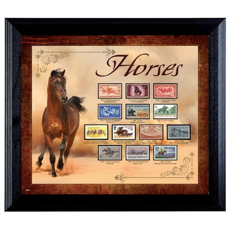 American Coin Treasures Horses on Stamps Framed