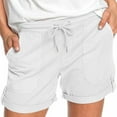 thumbnail image 2 of Brnmxoke Womens Comfy Drawstring Casual Elastic Waist Pocketed Loose Fit Shorts Plus Size Loose Fit Lightweight Girls Shorts White,XXL, 2 of 6