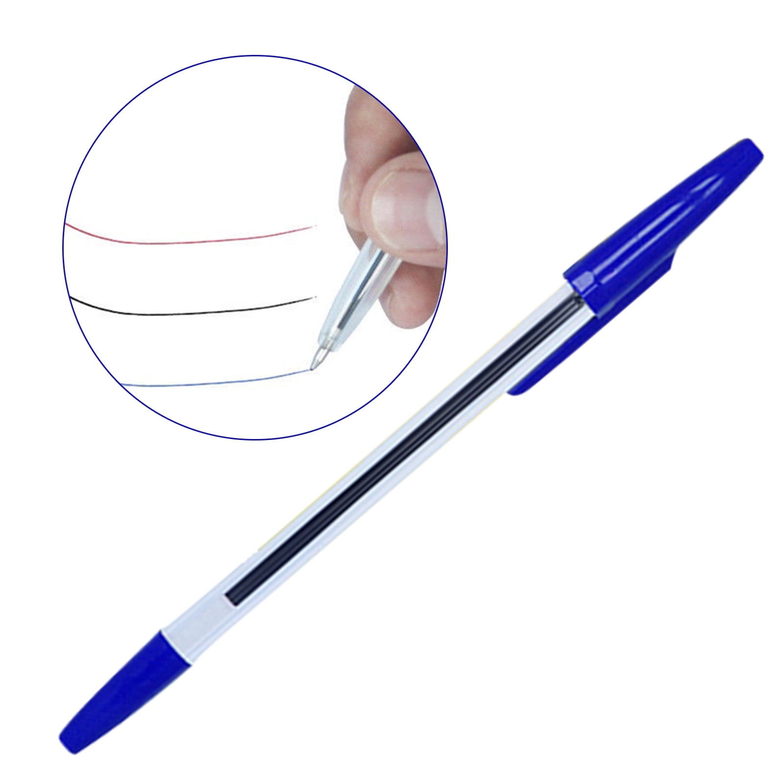 Ballpoint Pen 12/24/50/100Pcs Office Point Pen with Refills, Blue/Black/Redness Inks, Writing Pen