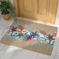 thumbnail image 2 of Summer Beach Indoor Door Mat 18x30 Inch Starfish Shell Coral Coastal Vintage Brown Linen Front Door Mat Non Slip Washable Entryway Rug Low Profile Dirt Trapper Doormat for Bathroom Kitchen Bedroom, 2 of 9