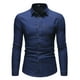 thumbnail image 2 of camisa de hombre de manga larga de mezclilla lavada con cuello de solapa y botón de bolsillo de color sólido Pompotops  oipoqjl27734, 2 of 6