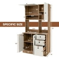 thumbnail image 3 of LOKO 71” Tall Kitchen Pantry Storage Cabinet, Freestanding Buffet Hutch with Doors, Adjustable Shelves, 3 Drawers and Microwave Stand, Kitchen Hutch for Dining Room, Living Room (White & Natural), 3 of 9