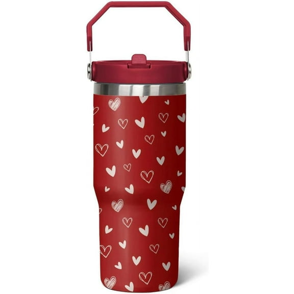 30 oz Love Heart Iceflow Flip Straw Tumbler Mug Cup with Lid,Valentine''s Day Gifts for Wife Girlfriend Bride Skinny Tumbler,Wifey Stainless Steel Insulated Tumbler Wife Bride