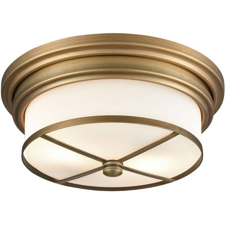 

Flush Mounts 2 Light Fixtures With Classic Brass Finish Metal/Glass Material Medium Bulb 13