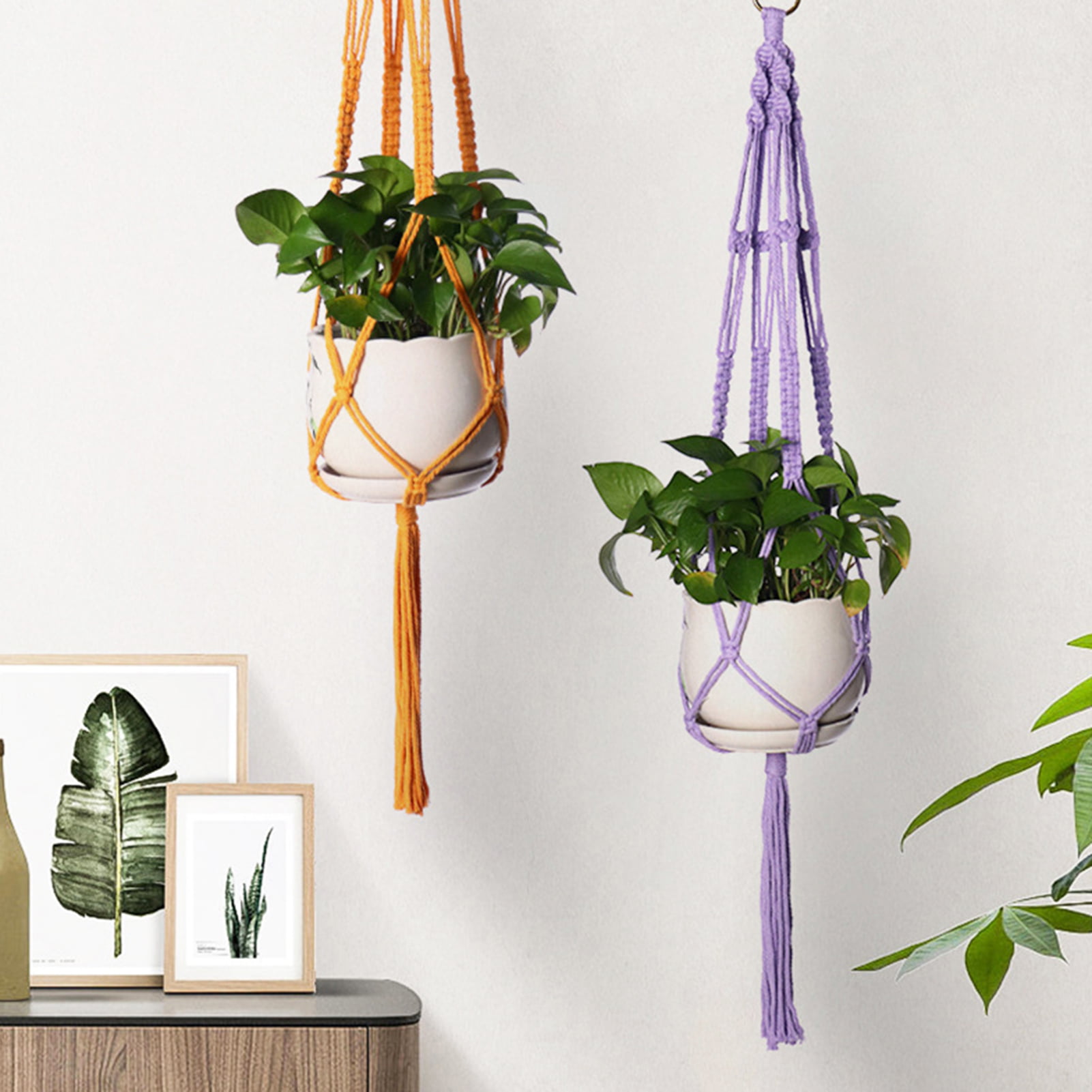 Cheers US Macrame Plant Hangers with Hooks, Indoor Handmade Cotton Rope Hanging  Planter Basket, Flower Pots Holder Boho Chic Home Decor 