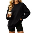 thumbnail image 2 of Stralyhd Womens Sweatshirt Oversized Crewneck Casual Loose Fit Long Sleeve Pullover Tops Comfy Soft Y2k Fall Trendy Clothes Black 2XL, 2 of 5
