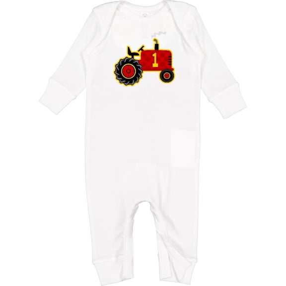 Inktastic Red Tractor 1st Birthday Baby Romper Coveralls