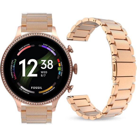 AIR-Bands Compatible with Fossil Gen 6 Smartwatch Band Solid Stainless Steel Metal Band for Fossil Gen 6 42mm / 44mm Smartwatch