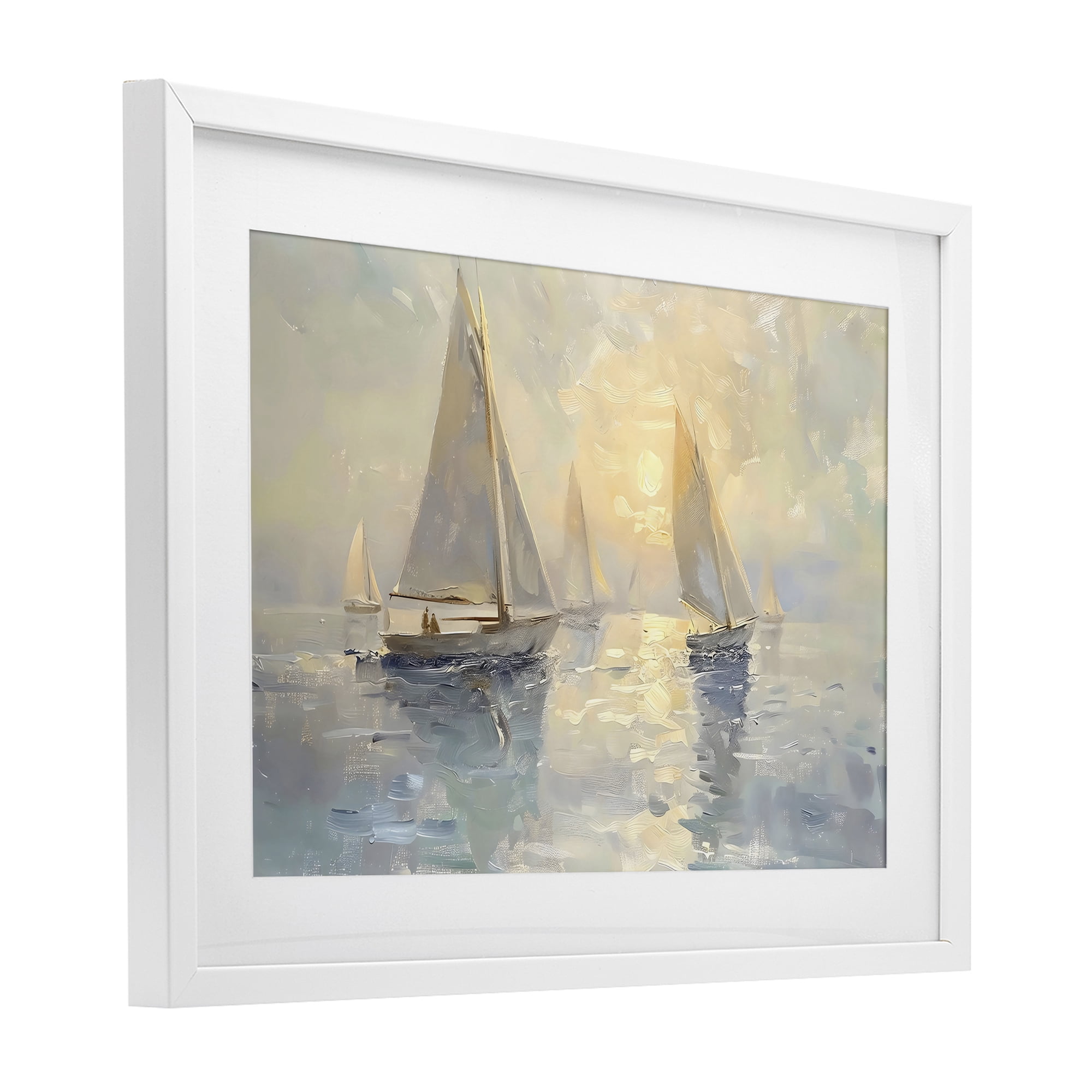 Stupell Industries Sunset Sailboats Glow White Framed Print Under Glass, design by Creative Studio