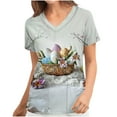 thumbnail image 2 of Kctiaxy Scrubs for Women Funny Casual Rabbit Print Graphic Easter Shirts for Women Short Sleeve V-neck Pullover Work Tee Tops with Pockets, 2 of 5