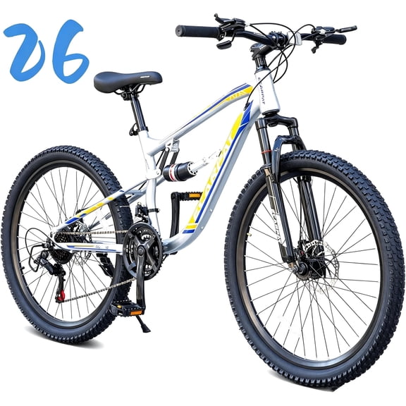 Ambifirner 26" Mountain Bike for Men, 21-Speed Commuter Bicycle with High-Strength Frame, Disc Brakes, Adjustable Seat & Comfort Grip Handle, Ideal for Road, Mountain & Urban All Terrain