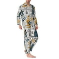 thumbnail image 2 of Salouo Llama and Cactus1 Print Button-Front Long Sleeve Pajama Set for Men, Soft 2Pjs Men's Long Sleeve Sleepwear-Medium, 2 of 7