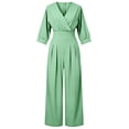 thumbnail image 5 of Hvogkswy Wide Leg Jumpsuits for Women Long Sleeve Wrap V Neck High Waist Romper Comfy Flowy Outdoor Hiking Casual Vacation Jumpsuit With Pockets, 5 of 5