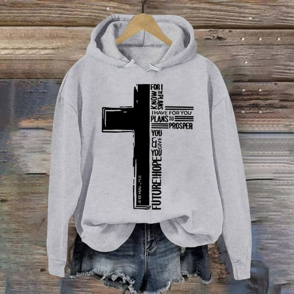 Womens Hoodies Trust in the Lord Hoodies Graphic Letter Print Sweatshirt Oversized Womens Hoodies Pullover Fall Hoodies Street Style Clothes