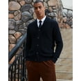 thumbnail image 3 of Kallspin Men's Wool Blend Shawl Collar Cardigan Sweater Button Down Knitwear with Pockets(Black,2X-Large), 3 of 7