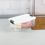LQT Clear 18 Qt Plastic Stackable Storage Bin, White, 12 Count Pack