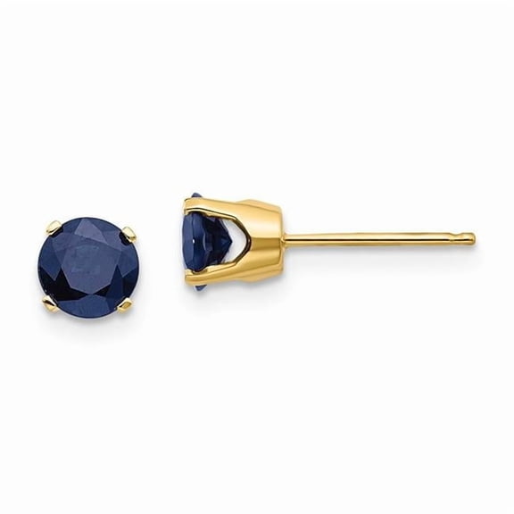 Finest Gold 14K Yellow Gold 5 mm Natural Sapphire September Earrings