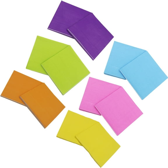 SHOWERORO 6Packs Sky Blue Multicolor Paper Napkins Square Absorbent for Baby Shower