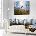 thumbnail image 2 of Designart Poppy Flower Field View From Ground - Floral Throw Pillow - 16x16, 2 of 4