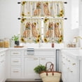 thumbnail image 3 of Cute Dog Kitchen Curtains Valances and Tiers Set of 3 Yellow Sunflower Daisy Vintage Summer Field Animal Tier Curtains and Valance with Rod Pocket for Small Windows, 27.5"x36", 3 of 9
