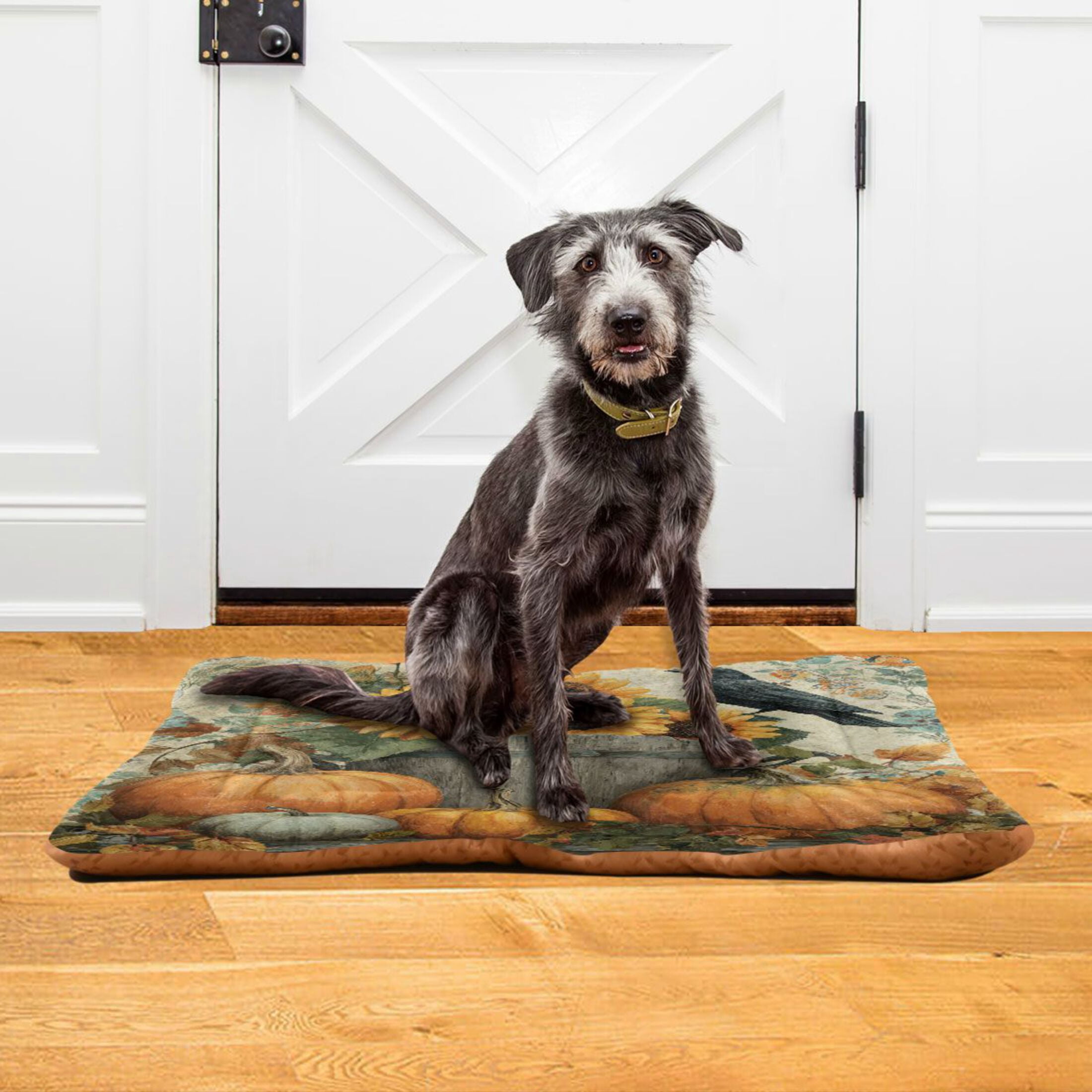 Qxltty Pumpkins Sunflowers Ped Pad Wear-resistant and Hard to Bite Through Sleeping Pad for Small Medium Large Dogs Winter Pet Bed 36×24in
