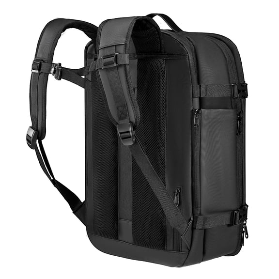 KFFKFF Expandable 65L Travel Backpack with Vacuum Compression, TSA Lock, Multiple Compartments, Water-Resistant Carry-On Bag, No Pump Required, Black