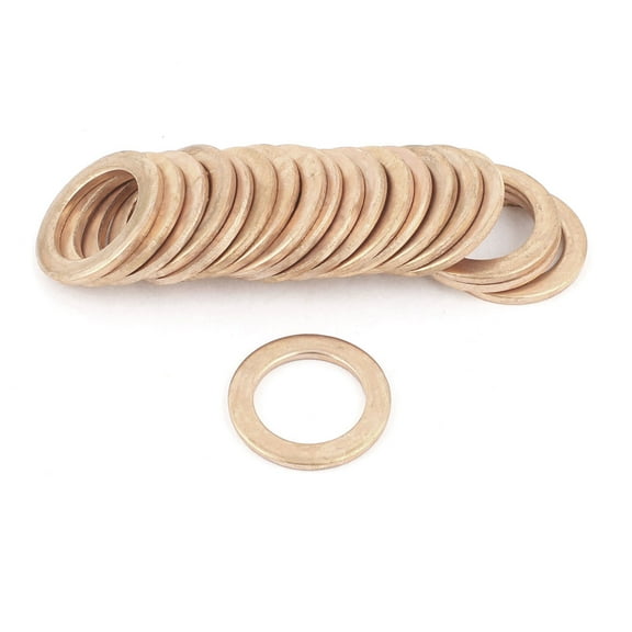 Unique Bargains 20PCS 24mm OD 16mm ID 2mm Thick Copper Washer Flat Ring Oil Brake Line Seal