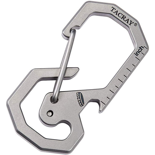 Tacray Mousqueton Compact Porte-Clés Clip, Porte-Clés en Titane EDC, Crochet Porte-Clés Anti-Perte, Ouvre-Bouteille Multi-Outils Porte-Clés, Fermoir de Sac à Dos à Libération Rapide