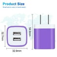 thumbnail image 2 of USB Charger Block,FiveBox USB Wall Charger Block with 2PACK Android Type C USB C Charging Cables 6ft 2.1A Dual Port USB Wall Charger Adapter USB Brick Phone Charger Plug Fast Charging Block(Purple), 2 of 8
