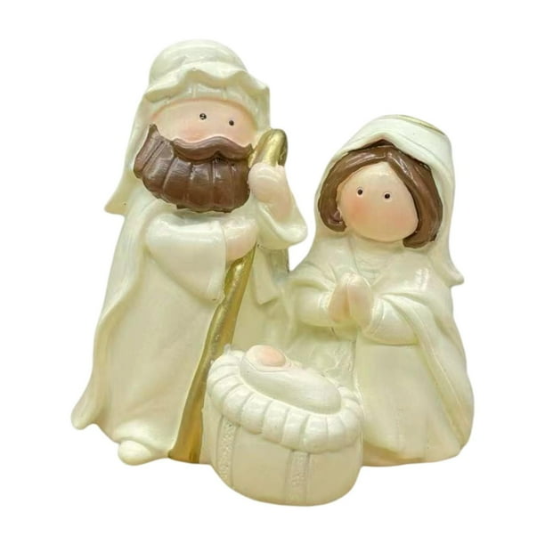 Figura de La Natividad de Navidad, Mini Estatua de La Sagrada Familia, Figuras Decorativas de María Y , Escultura para Festivales, Escritorios Y S