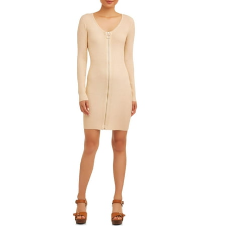 No Boundaries Juniors' Scoop Zip Long-Sleeve Dress