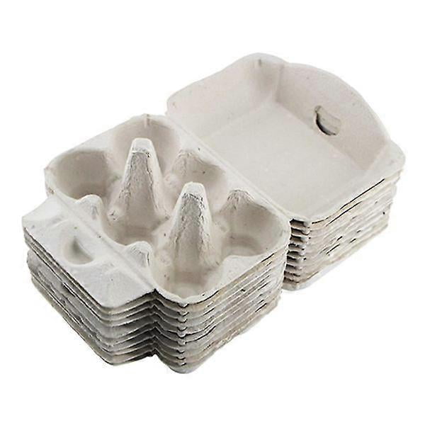 1 Set 10 pcs Paper Pulp 6-Compartment Egg Holder Shockproof Egg Trays Boxes