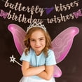 thumbnail image 6 of Butterfly Kisses Birthday Wishes Banner, Butterfly First Birthday Party Banner, Butterfly Birthday Party Decorations (Rose Gold), 6 of 6