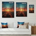 thumbnail image 4 of Designart "Sunset Silhouettes of Power Lines" Cityscapes Print on Natural Pine Wood, 4 of 5