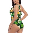 thumbnail image 4 of Easygdp St Patrick's Day10 Women's One Shoulder Ruffle Monokini Bathing Suits with Removable Chest Pad, Quick Drying - Large, 4 of 8