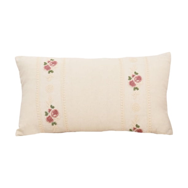 Sofa Vama Ropa de Cama Cojines bordados, cojines con rosas, sofás cama, soporte lumbar para la cabeza, fundas de almohada sencillas, regalos navideños for Navideño