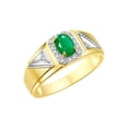 thumbnail image 5 of RYLOS Men's Rings 14K Yellow Gold Classic 7X5MM Oval Gemstone & Diamond Designer Ring Emerald May Birthstone Rings For Men Size 12, 5 of 8