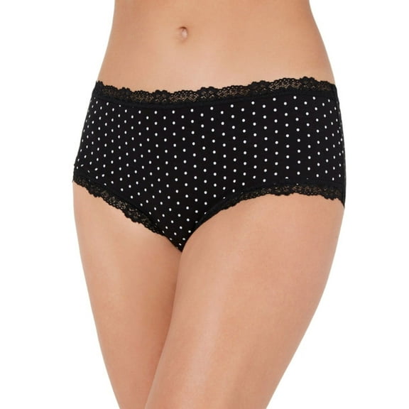 Jenni Women’s Lace Trim Hipster Underwear, Black, XL