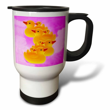 

3dRose Ducks on pink Travel Mug 14oz Stainless Steel