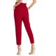 thumbnail image 3 of Pantalones de poliéster para mujer Yinane Pantalones de Vacaciones de oficina cómodos con cinturo elástica casual con bolsillos Rojo XXL, 3 of 8