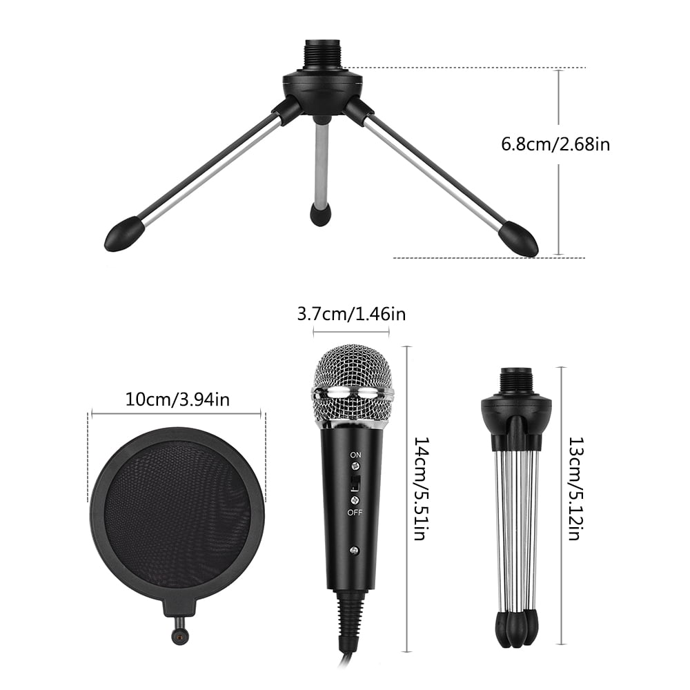 Aibecy Video Recording Microphone Kit Including Tripod Mount Pop Filter Windshield and Adapter Cable 3.5mm Plug