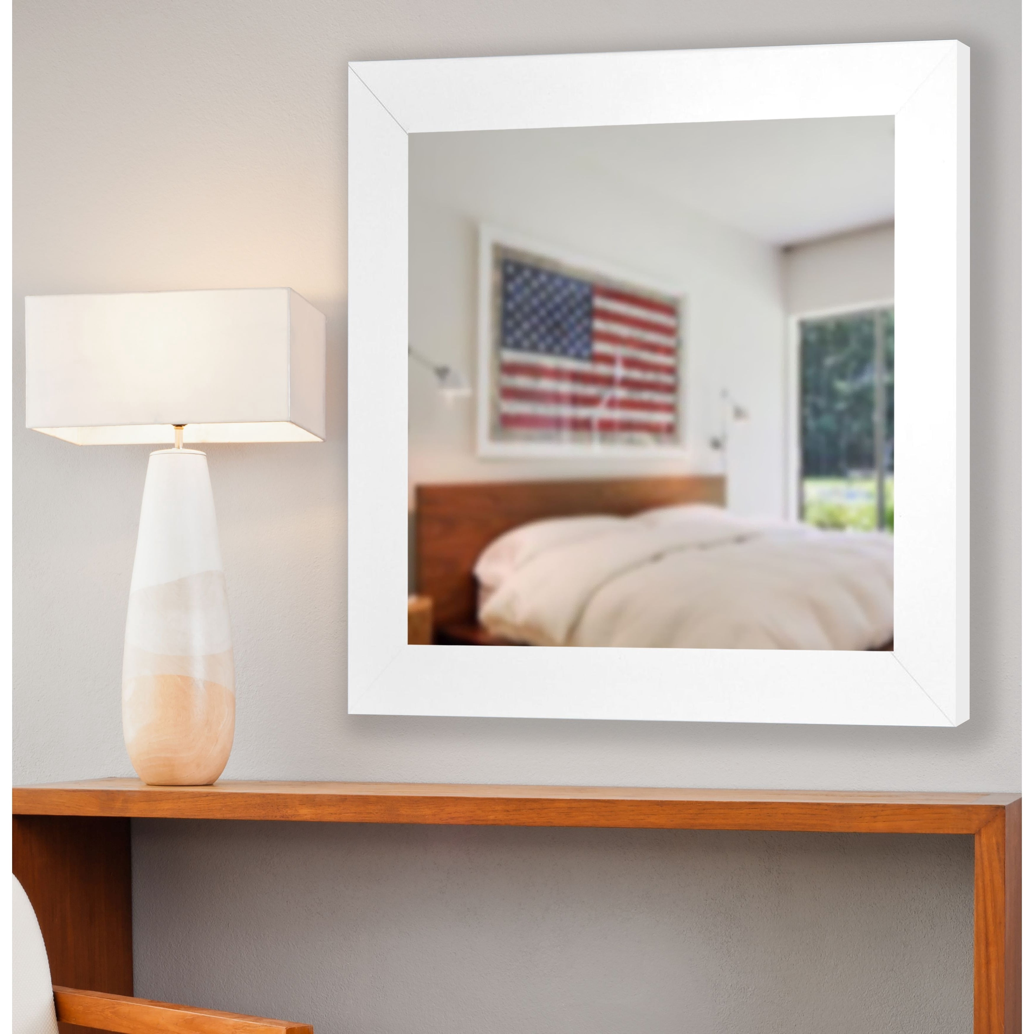 Rayne Mirrors Rayne White Satin Wide Wall/ Vanity Mirror