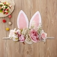 thumbnail image 2 of CUZIBR Toddler Baby Girls Easter Bunny Ear Flower Headband Trendy Spring Summer Photography Prop Soft Hairbands Fashionable Comfortable Beauty Headdresses Headwear,Pink1,One Size, 2 of 3